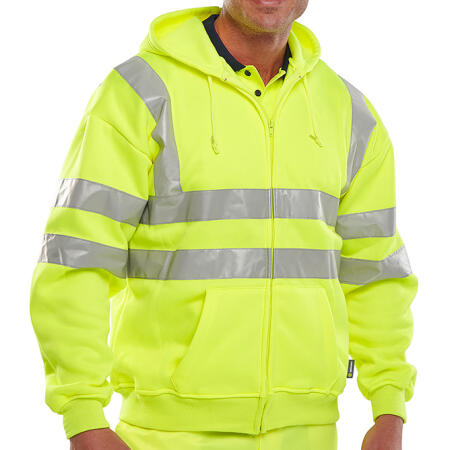 Beeswift Essential Hi-Vis Zipped Hoodie Saturn Yellow