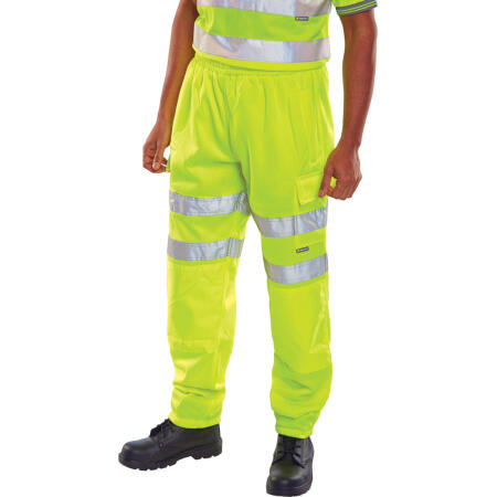 Beeswift Fleece Jogger Hi-Vis Trousers Saturn Yellow
