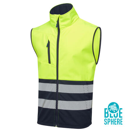 Supertouch Blue Sphere Yellow Essentials Hi Vis Eco Coolair Yellow Softshell Gilet