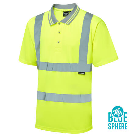 Supertouch Blue Sphere Yellow Supertouch Eco Hi Vis Yellow Birdeye Polo Shirt