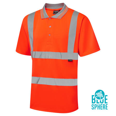 Supertouch Blue Sphere Orange Supertouch Eco Hi Vis Orange Birdeye Polo Shirt