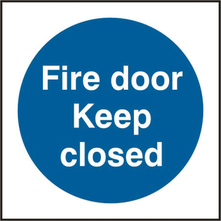 Fire Door Keep Closed Sign White/Blue