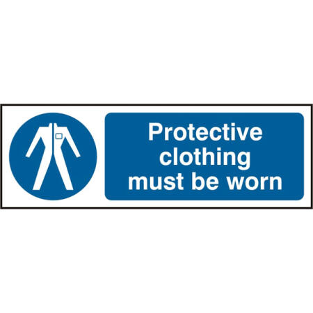 Protective Clothing Must Be Worn Sign White/Blue