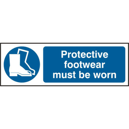 Protective Footwear Must Be Worn Rigid Pvc Sign White/Blue