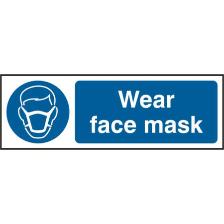 Wear Face Mask Rigid Pvc Sign White/Blue