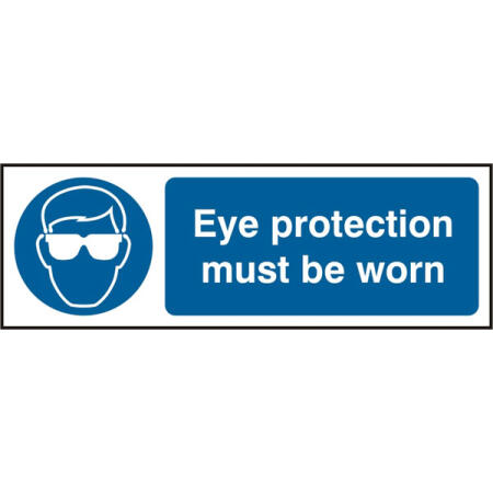 Eye Protection Myst Be Worn Sign White/Blue