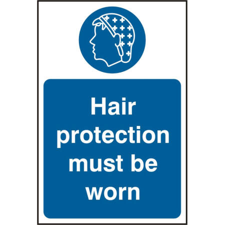 Hair Protection Sign White/Blue