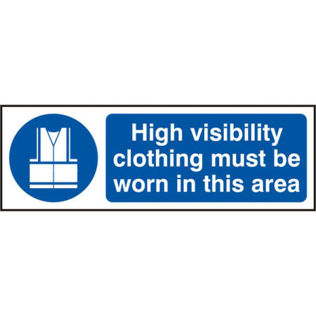 Hi Vis Clothing Must Be Worn In This Area Sign White/Blue