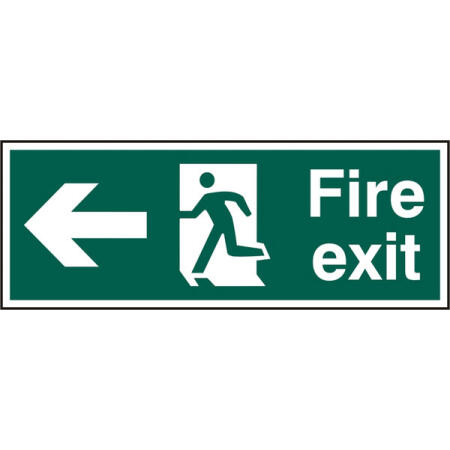 Beeswift Fire Exit Left Arrow Sign Rigid Pvc Green