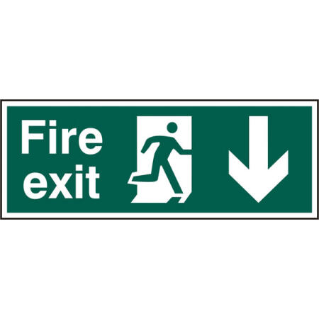 Beeswift Fire Exit Down Arrow Sign Rigid Pvc Green