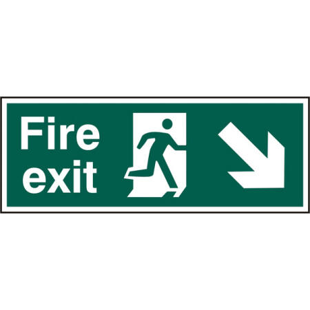 Beeswift Fire Exit Down Right Arrow Sign Rigid Pvc Green