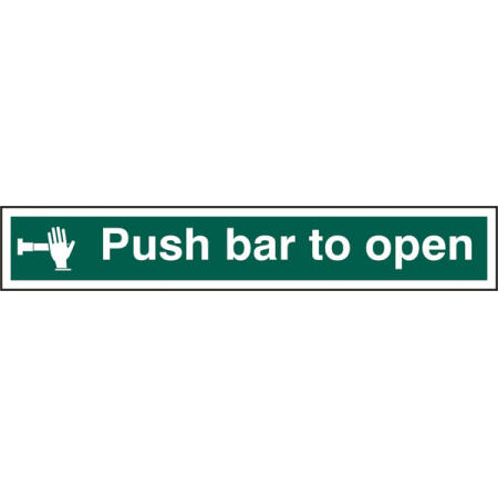 Beeswift Push Bar To Open Sign Self Adhesive Green