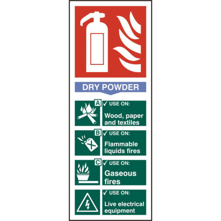 Beeswift Fire Extinguisher Dry Powder Sign Self Adhesive White