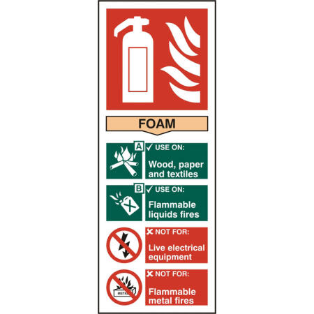 Beeswift Fire Extinguisher Foam Sign Self Adhesive White