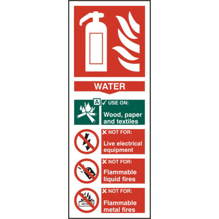 Beeswift Fire Extinguisher Water Sign Self Adhesive White