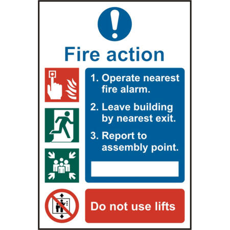 Beeswift Fire Action Procedure Sign Self Adhesive White