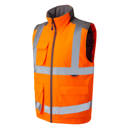 LEO Workwear TORRINGTON ISO 20471 Cl 2 Bodywarmer HV ORANGE