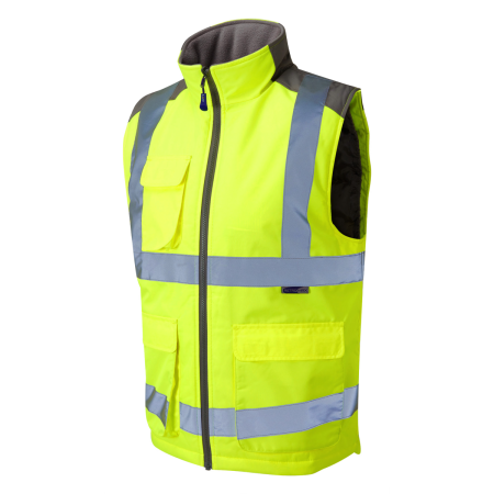 LEO Workwear TORRINGTON ISO 20471 Cl 2 Bodywarmer HV YELLOW