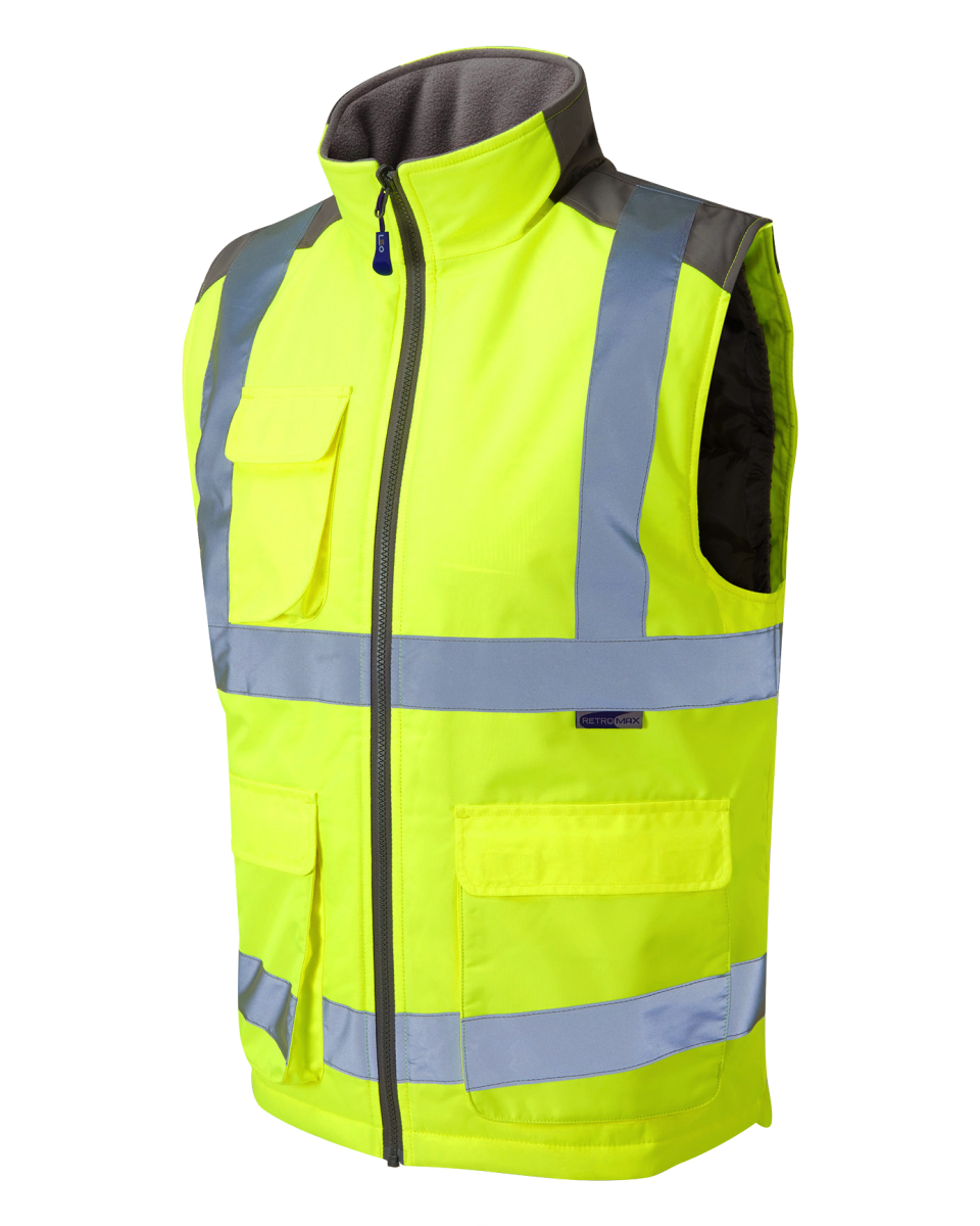 LEO Workwear TORRINGTON ISO 20471 Cl 2 Bodywarmer HV YELLOW