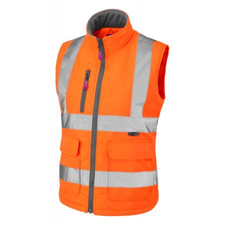 LEO Workwear SANDYMERE ISO 20471 Cl 1 Women's Bodywarmer HV ORANGE