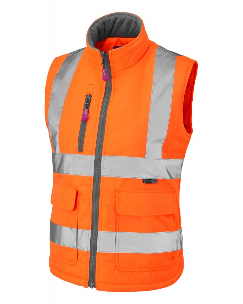 LEO Workwear SANDYMERE ISO 20471 Cl 1 Women's Bodywarmer HV ORANGE