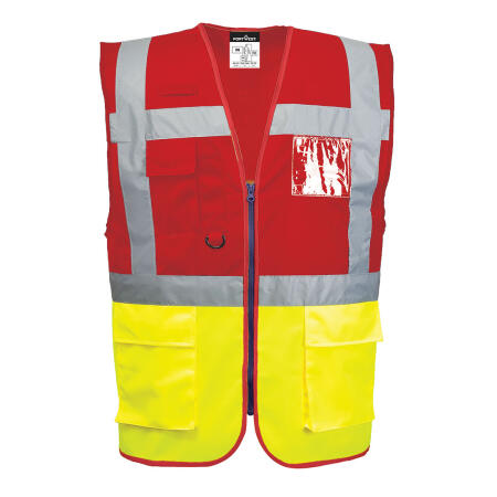 C276 Paris Hi-Vis Contrast Executive Vest  Yellow/Red
