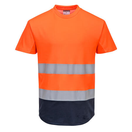 C395 Hi-Vis Contrast Mesh Insert T-Shirt S/S  Orange/Navy