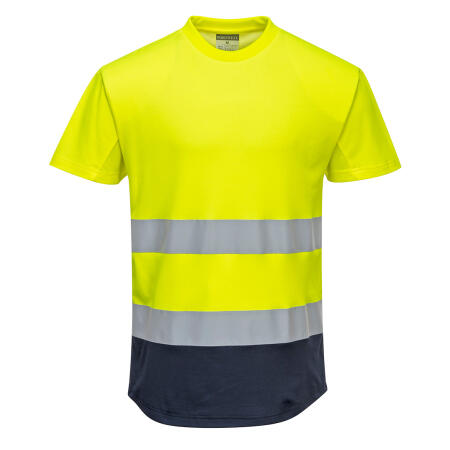 C395 Hi-Vis Contrast Mesh Insert T-Shirt S/S  Yellow/Navy