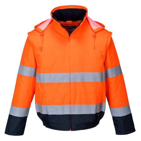 C464 Hi-Vis 2-in-1 Contrast Essential Lite Bomber Jacket  Orange/Navy