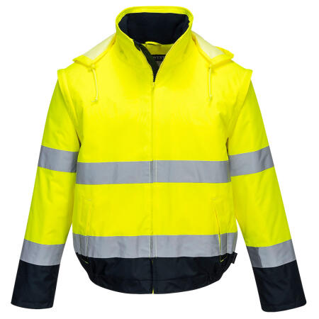 C464 Hi-Vis 2-in-1 Contrast Essential Lite Bomber Jacket  Yellow/Navy