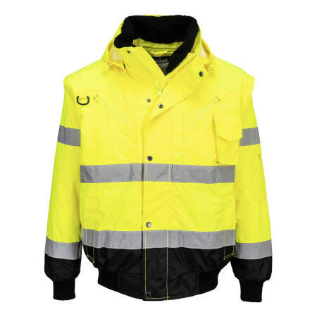 C465 Hi-Vis 3-in-1 Contrast Bomber Jacket  Yellow/Black