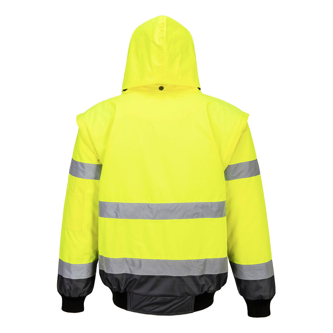 C465 Hi-Vis 3-in-1 Contrast Bomber Jacket Yellow/Grey - Image 2