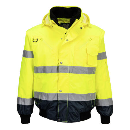 C465 Hi-Vis 3-in-1 Contrast Bomber Jacket  Yellow/Navy