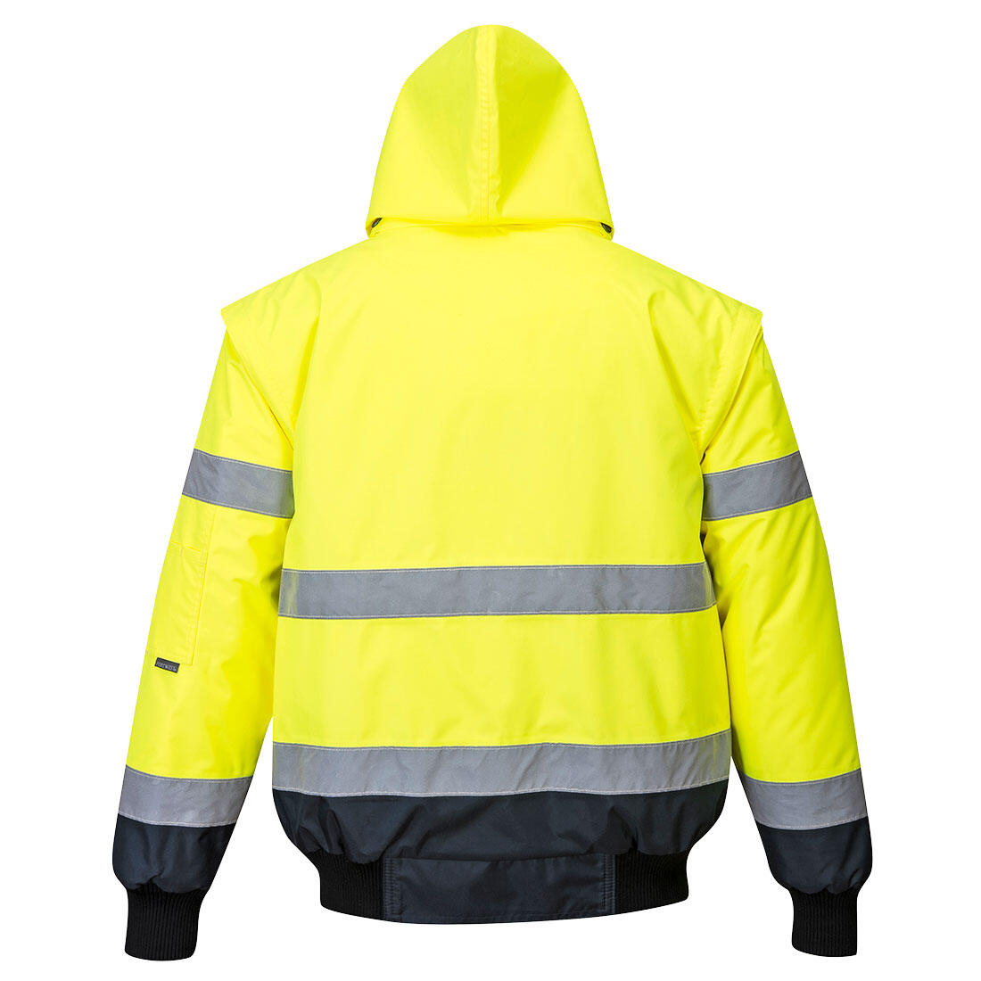 C465 Hi-Vis 3-in-1 Contrast Bomber Jacket Yellow/Navy - Image 2