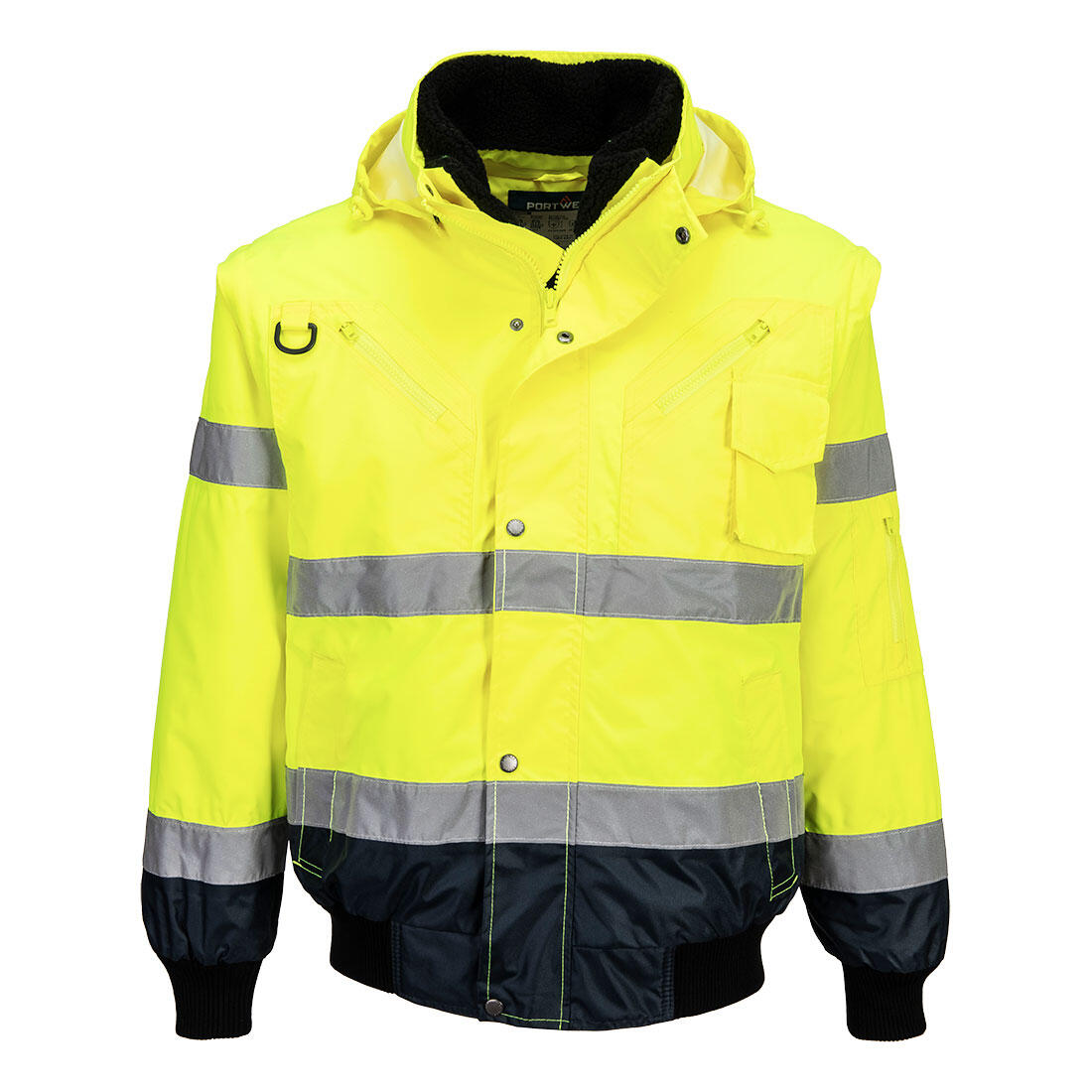 C465 Hi-Vis 3-in-1 Contrast Bomber Jacket Yellow/Navy