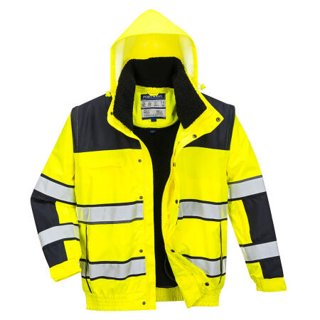 C466 Hi-Vis 3-in-1 Contrast Winter Bomber Jacket  Yellow/Black