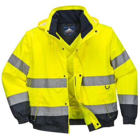 C468 Hi-Vis 2-in-1 Contrast Bomber Jacket  Yellow