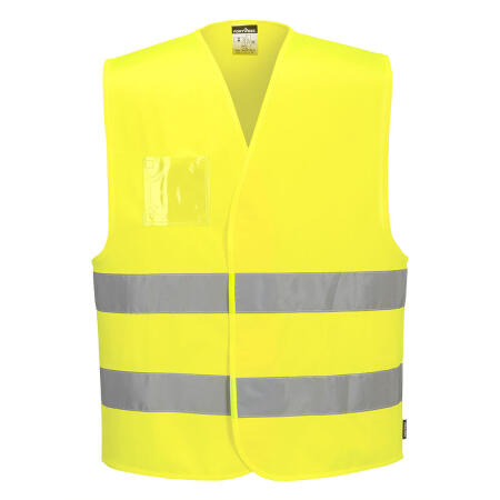 C475 Hi-Vis Two Band Dual ID Holder Vest  Yellow