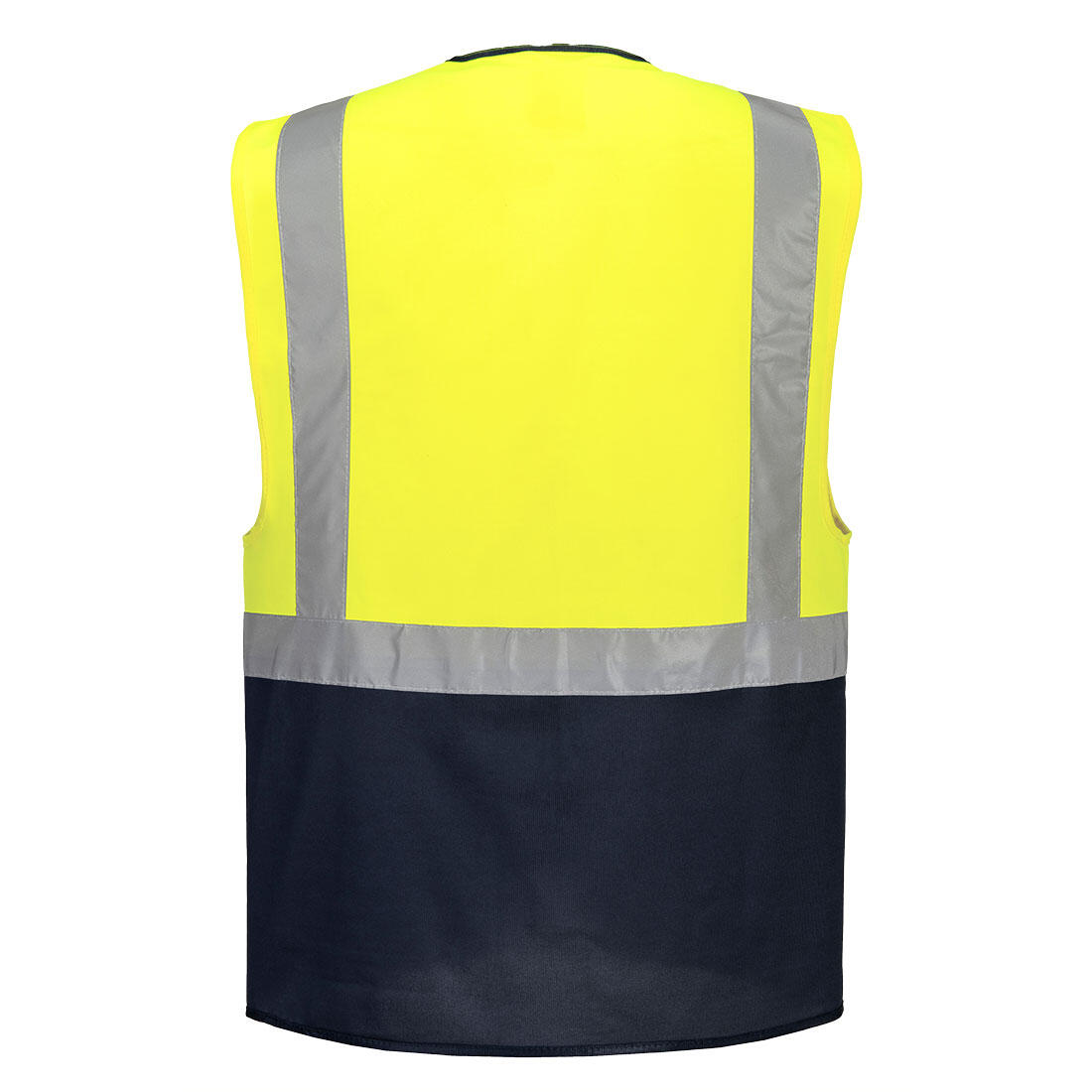 C476 Warsaw Hi-Vis Contrast Executive Vest Yellow/Navy - Image 2