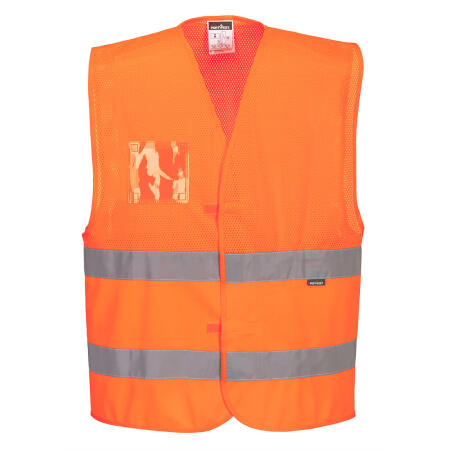 C494 Hi-Vis Half Mesh Two Band Vest  Orange