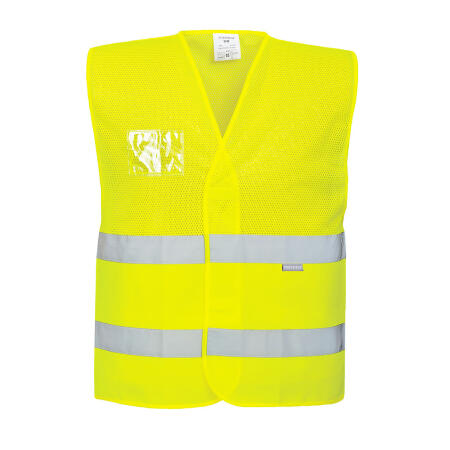 C494 Hi-Vis Half Mesh Two Band Vest  Yellow