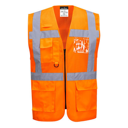C496 Madrid Hi-Vis Half Mesh Executive Vest  Orange
