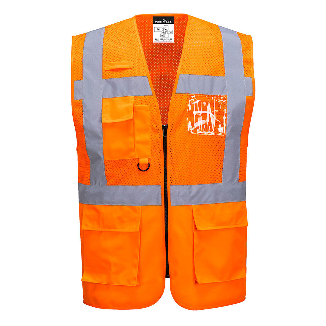 C496 Madrid Hi-Vis Half Mesh Executive Vest Orange