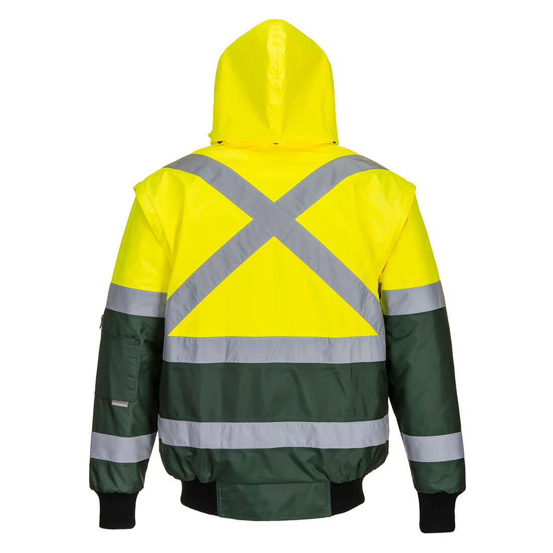 C565 Hi-Vis 3-in-1 X Back Contrast Bomber Jacket Yellow/Green - Image 2