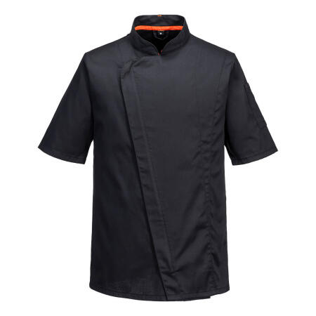 C739 Chef's Mesh Air Pro Asymmetrical Jacket S/S Black