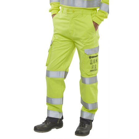 Beeswift Arc Compliant Hi-Vis Trousers Saturn Yellow / Navy