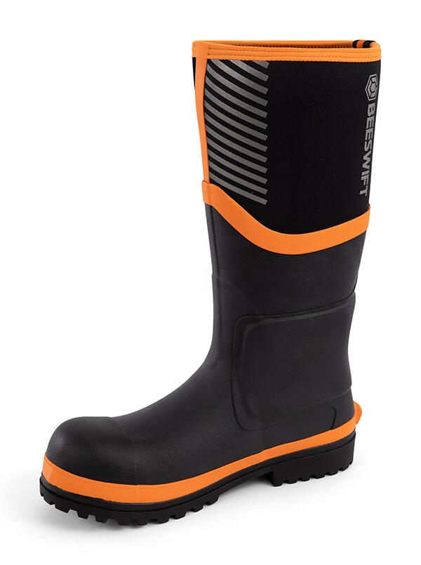 Neo Force Neoprene Fully Safety Wellington Black/Orange