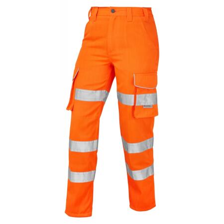 LEO Workwear PENNYMOOR ISO 20471 Cl 2 Poly/Cotton Women's Cargo Trouser HV ORANGE