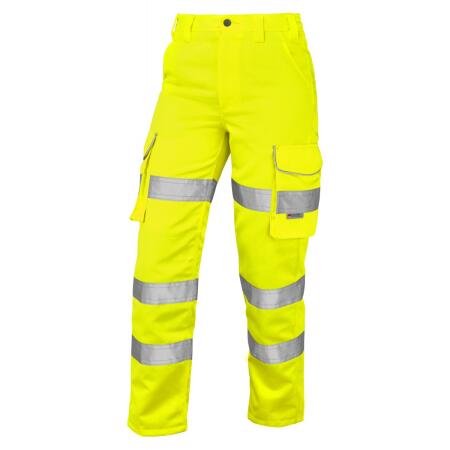 LEO Workwear PENNYMOOR ISO 20471 Cl 2 Poly/Cotton Women's Cargo Trouser HV YELLOW