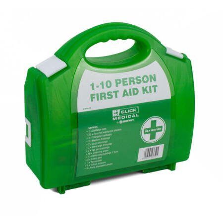 Click Medical 1-10 Hsa Irish First Aid Kit With Eyewash And Burn Dressings Green